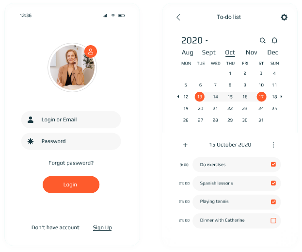 An image showing two mobile app screens